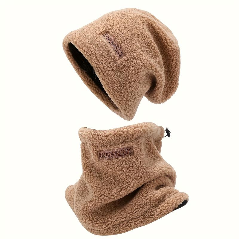2-in-1 Winter Warm Set: Unisex Soft Thickened Fleece Earflap Hat and Neck Warmer Set - Lightweight Convertible Hat and Face Mask Neck Warmer, Windproof Cold Weather Gear, Suitable for Skiing, Hiking, Cycling (Not Bulky), Women's Winter Hat