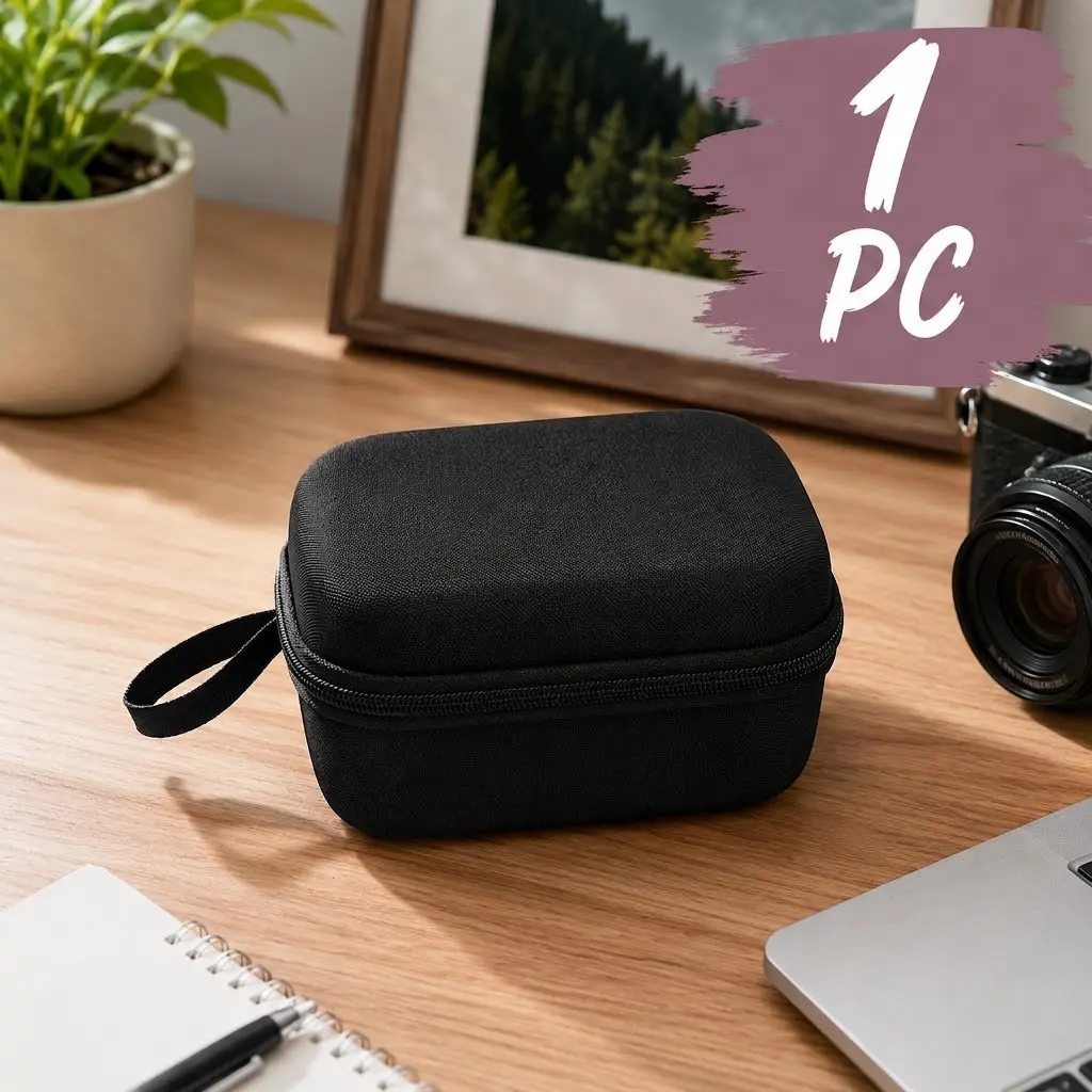 1 Pc Shockproof EVA Hard Shell Camera Case, Water-Resistant Portable Zipper Carrying Storage Bag with Mesh Pocket & Elastic Strap for Small Camera, Cables, Charger, Batteries, Earbuds, Power Bank, Travel Organizer Gift for Men Women