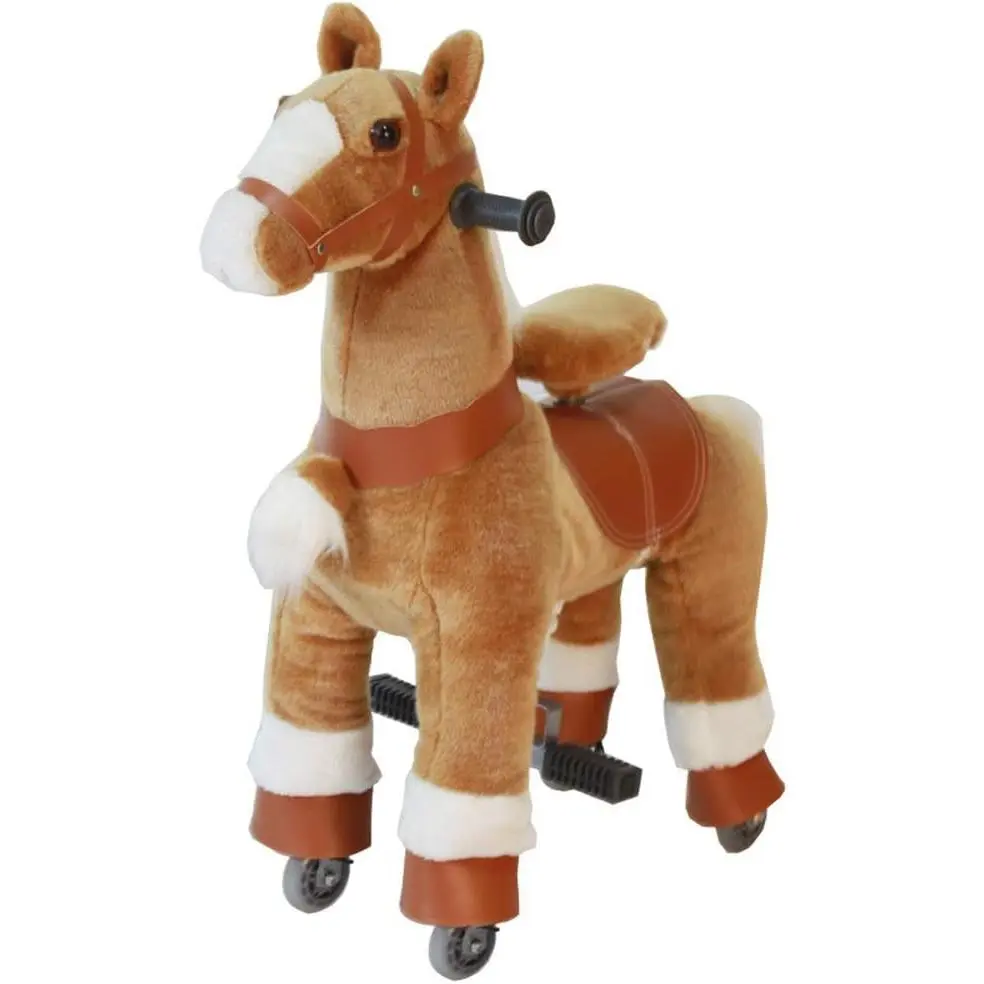 Ride On Horse Natural Mechanical Kids Real Walking Horse Small Unicorn Horse Toddlers Plush Pony Riding Horse for Age 3-6 (Brown, 3-6Years)