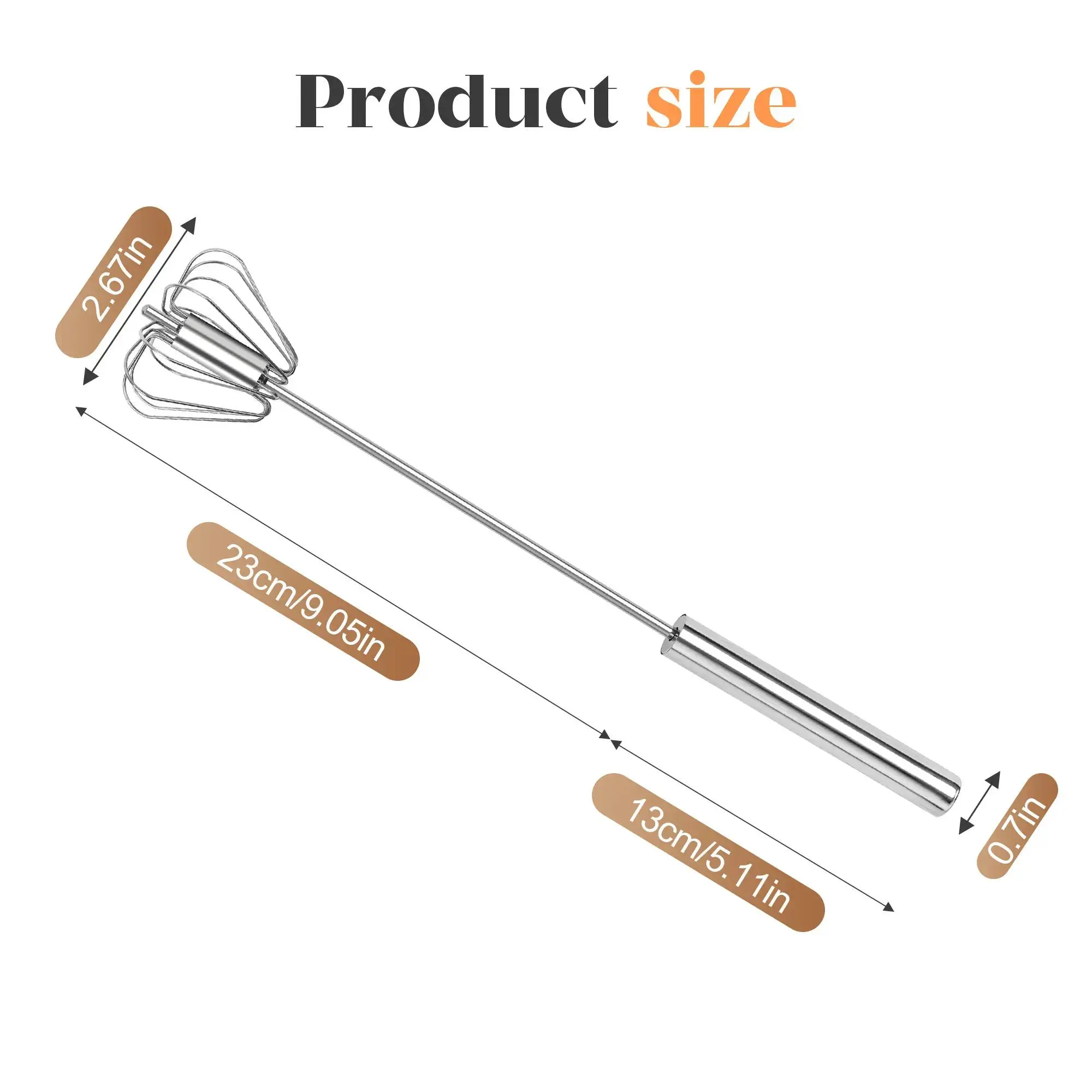Stainless Steel Rotary Whisk Hand Crank Egg Beater, Semi Automatic Manual Mixer for Eggs, Cream, Batter & Cooking, Easy Clean Kitchen Tool