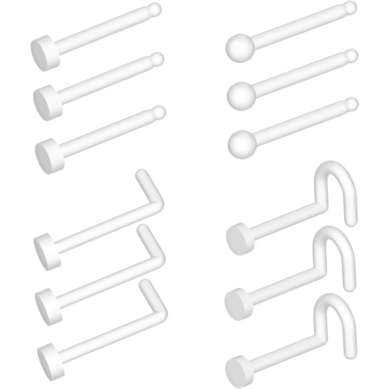 Clear Bioflex Nose Rings Studs L Shaped Corkscrew Nose Rings Body Piercing Jewelry for Women Men Nose Piercings Nose Stud Retainers(Gift)