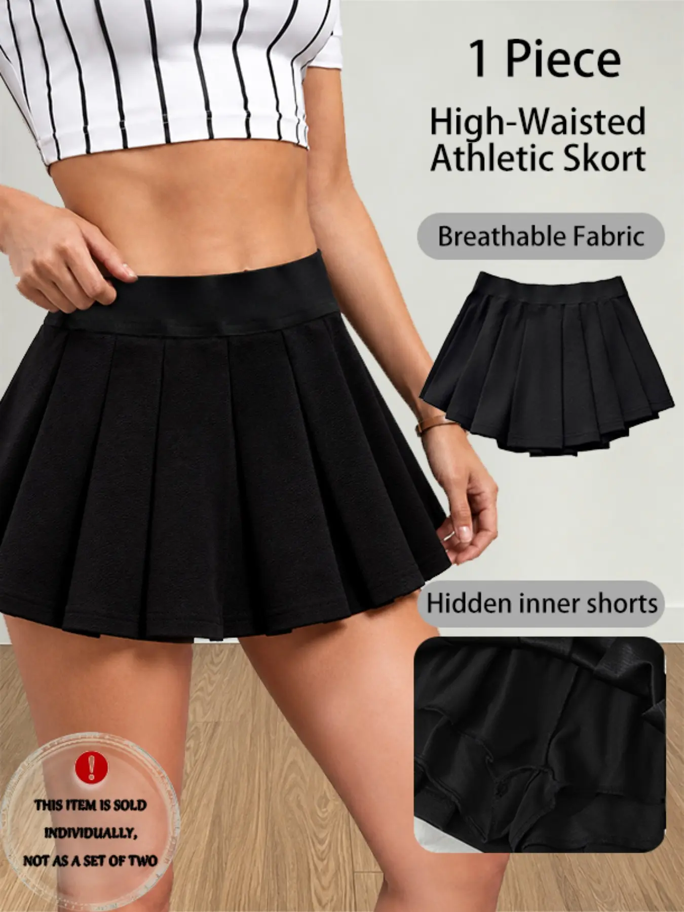 2026 Spring Fall High-Waist Pleated Sports Skirt, Hidden inner shorts, Breathable Elastic Fabric, Casual Campus Wear, Women's Fashion, Basic Versatile Skorts