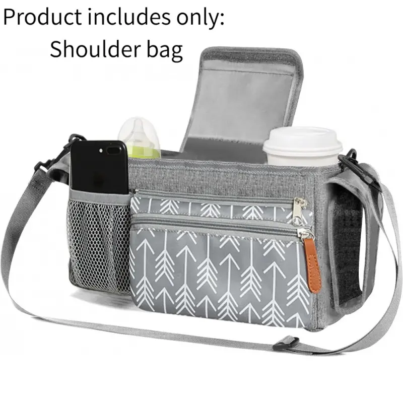 Stroller Bag,H HOME-MART Universal Baby Stroller Organizer with Strap, Stroller Caddy Pram Caddy with Heightened Insulated Cup Holders, Fits Most Strollers, Stroller Accessories