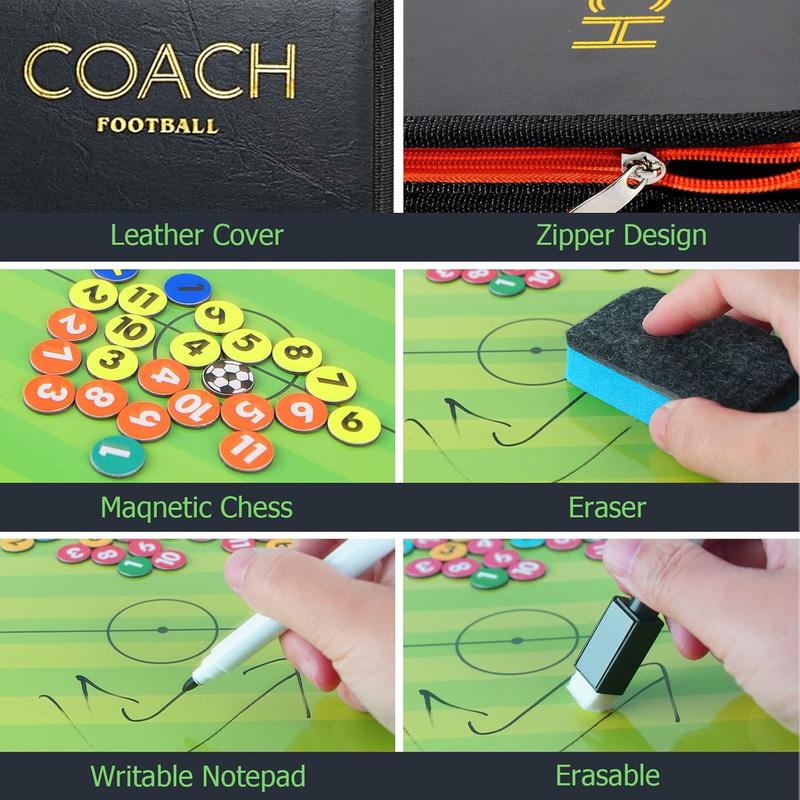 Soccer Coaching Board,  Soccer Tactics Strategy Board, Erasable Coaches Clipboard with  and Marker Pen,   Equipment for Teaching and  Plan