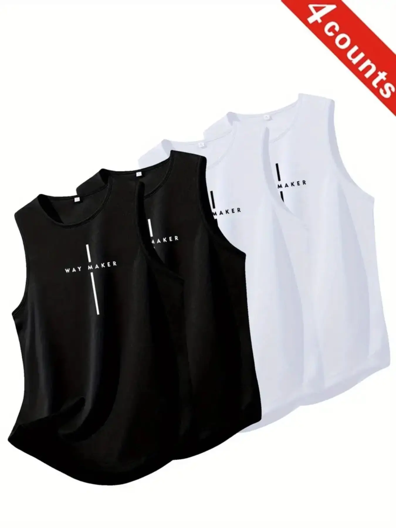 Men's 4-Piece Quick-Dry Vest Set, Letter Print Sleeveless Shirts, Breathable Sports Vests, Ideal for Fitness, 4 Colors Available, Workout Tank