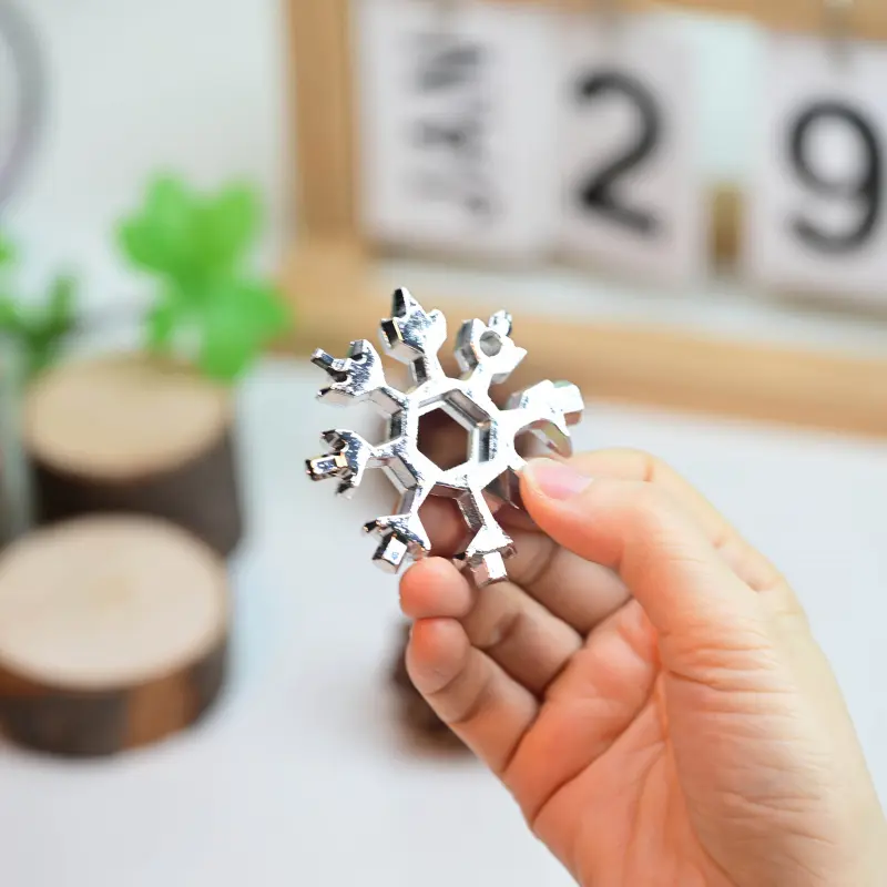 Functional Snowflake Wrench Mini Tool - Portable Metal Device with Bottle Opener, Flat Head Screwdriver, Wrench & More - Compact Durable Design for Home Improvement, Camping, Outdoor Activities, Camping Essentials, Versatile Construction
