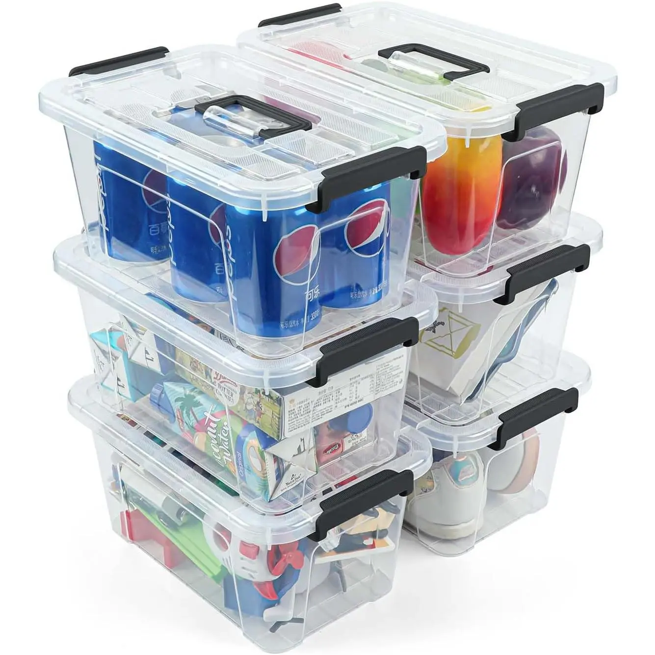 Stackable Storage Bins with Lids, 6-Pack Clear Plastic Organizer Containers (10 Qt / 15 Qt) – BPA-Free & Durable, Space-Saving Totes for Garage, Home & Office