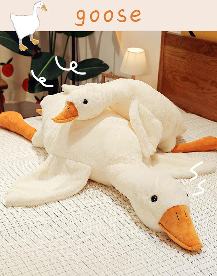 Big white goose pillow doll plush toy doll pillow gift, good elasticity, no fading, breathable and odorless, not easy to deform after long-term use. With zipper detachable and washable