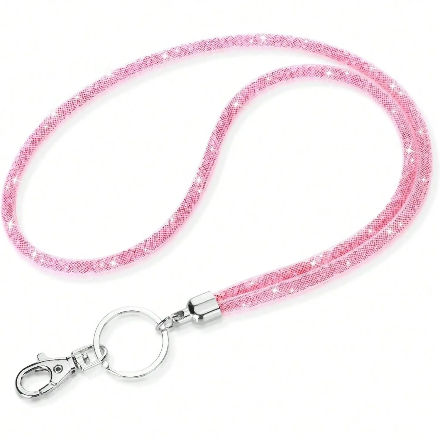 Women's Sparkle Rhinestone Lanyard - Crystal ID Badge Holder Neck Strap with Metal Clasp Keychain, for Office Use, Id Card Decoration, Office Keys