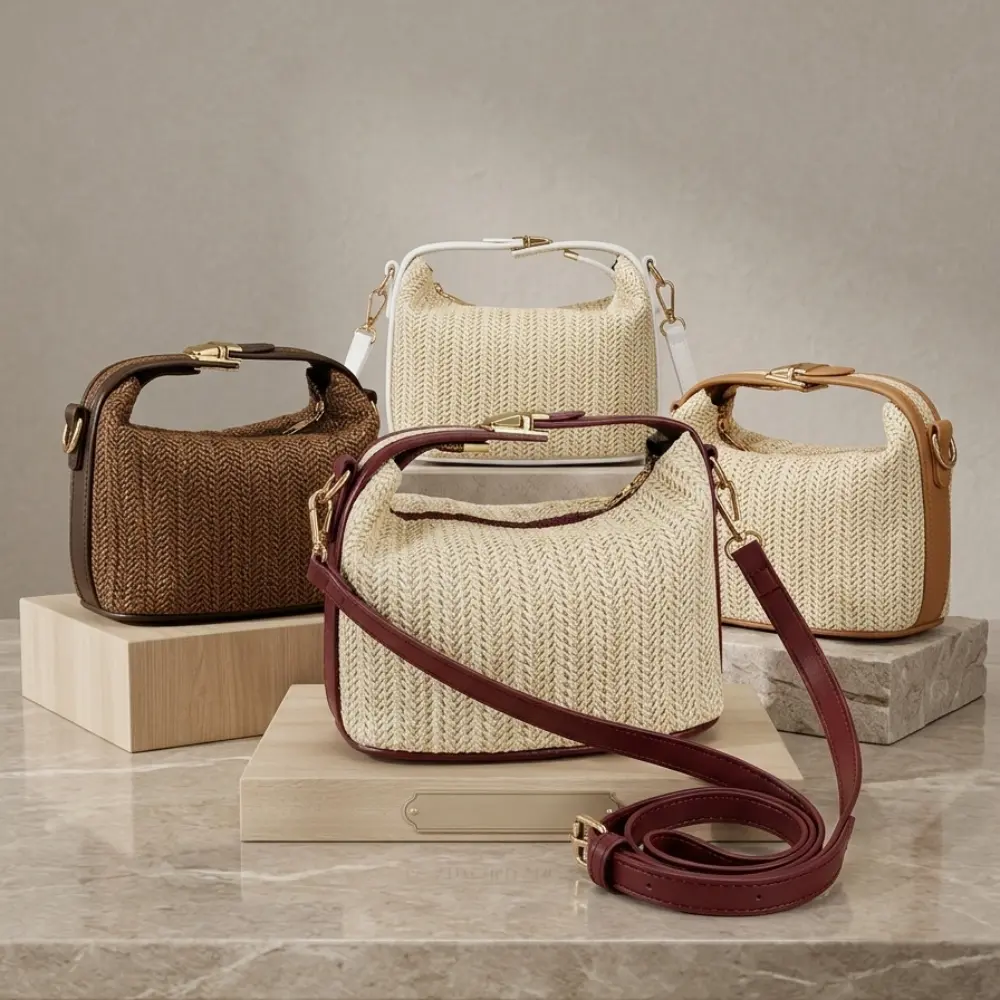 Women's Fashionable Straw Woven Shoulder Bag, Casual Versatile Zipper Classic Flap Crossbody Bag for Daily Use, Trendy All-match Commuter Bag, Crossbody Clutch Bag