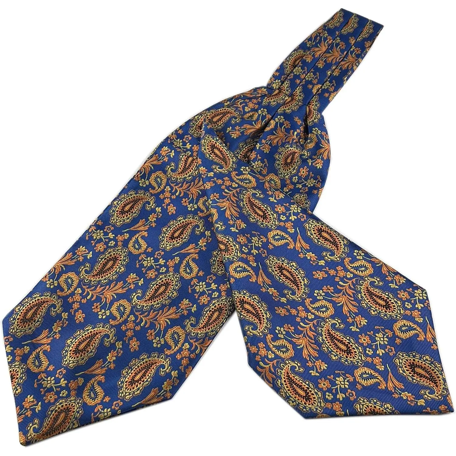 Men's Paisley Floral 100% Silk Handmade Jacquard Woven Formal Ascot Cravat Tie(Gift)