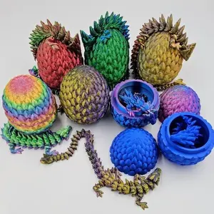 Surprise Dragon Egg Set - Articulating Gemstone Dragon, Adjustable-Lid Plastic Storage Box, Mystery Jewelry Jar for Indoor & Outdoor Leisure Activities