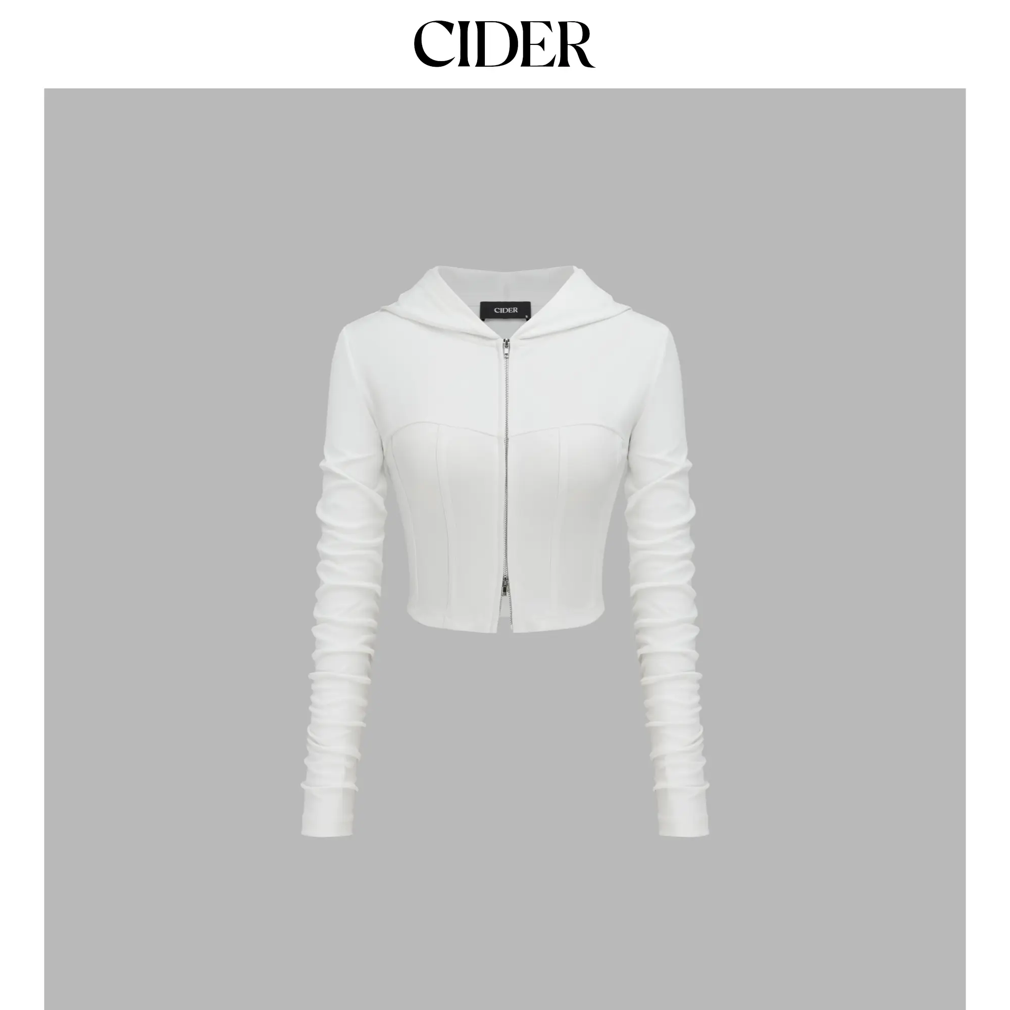Cider [2 colors, size 2-26] Solid Zipper Corset Crop Hoodie SohoChic