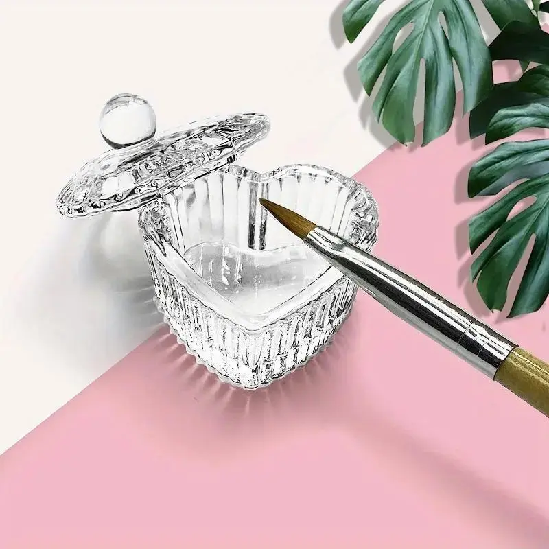 Multi-Shaped Cup Nail Art Liquid Powder Dish - Clear Sweet Heart Design for Manicure Care Tools and Accessories