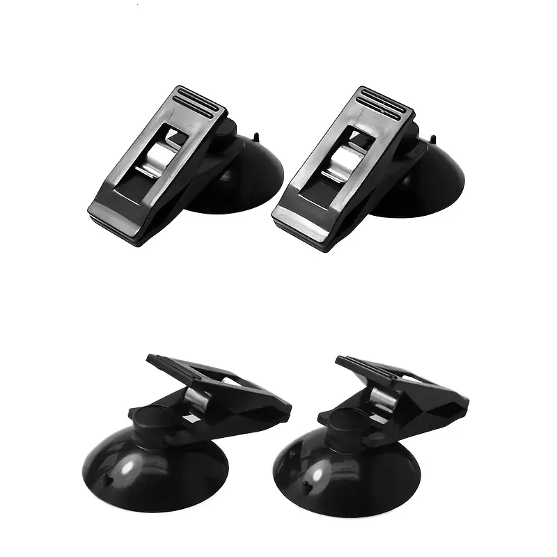 4pcs Car Suction Cup Clips - Strong Adhesive Window & Windshield Mounts for Sunshades, Curtains, Tickets - Durable Plastic No-Residue Removable Holders (Black), Car Clips, Car Accessory