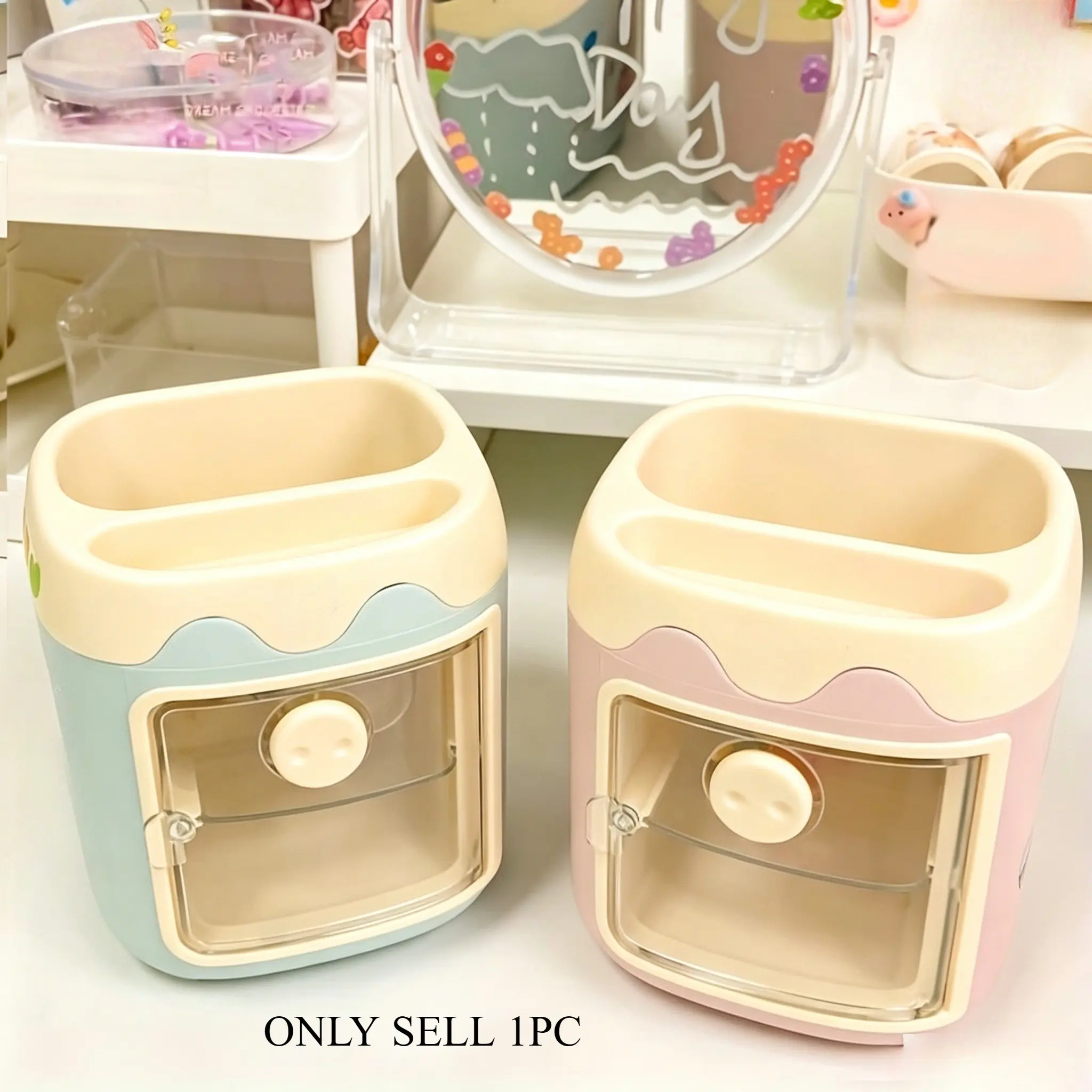 1pc Adorable Piglet Pencil Holder with Large Capacity Storage, Multifunction Pen Holder for Desk, Kawaii Stationery & Free Stickers!