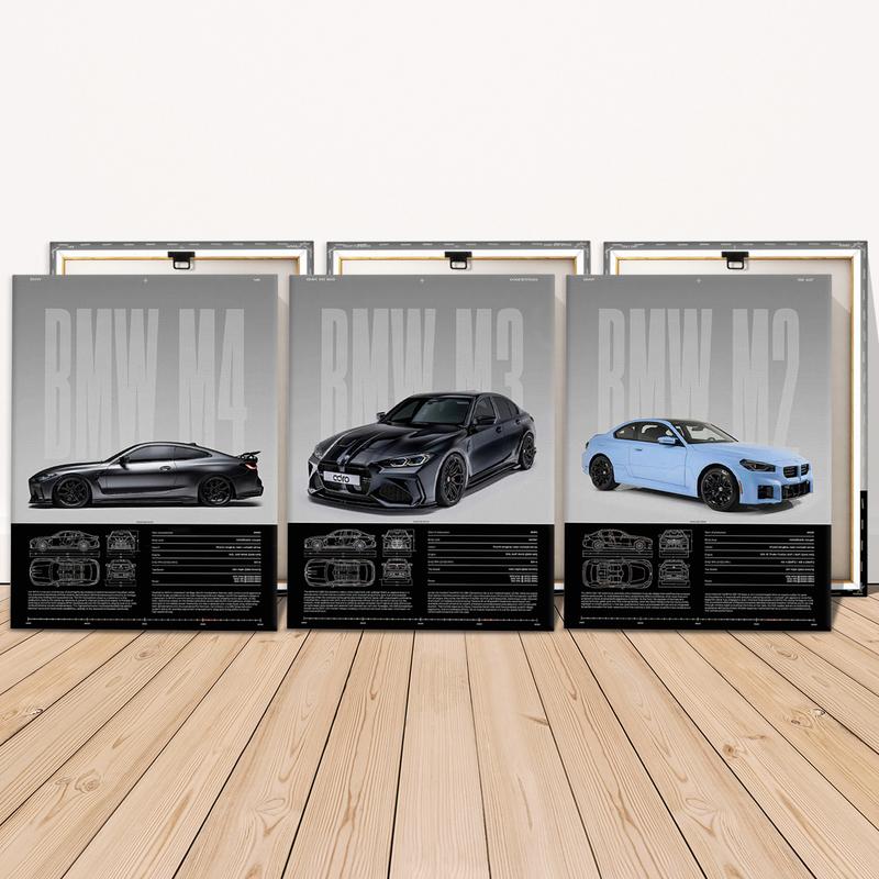 3-Piece Solid Wood Art Prints, Unframed Art Print, Bmw Series Performance Car Posters, Modern Wall Decor, Waterproof Home Decoration, Ideal Gift Set #TOP PICKS