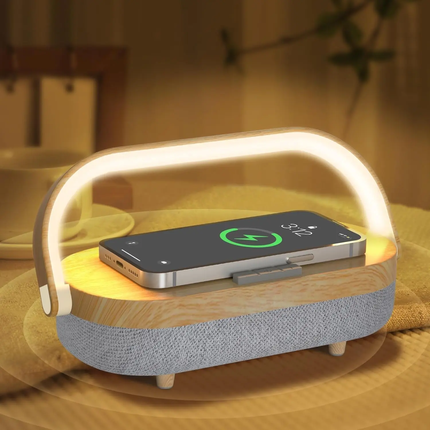 Nightstand Lamp with  Charger,4 in 1  Bedside Lamp  Speaker,Portable Dimmable LED Night Light,Corporate Gifts  for Employees Clients,Birthday Gifts Women Wife