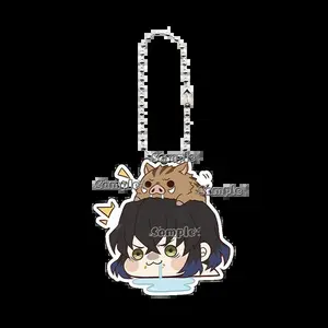 Cartoon Acrylic Keychain Tanjiro Nezuko Kanawo Kochou Shinobu Anime Q Version Ornament Cute Accessory Backpack Students Pendant