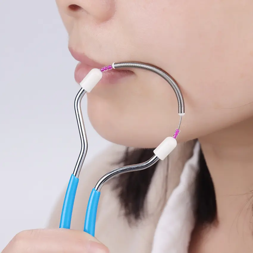Portable painless facial hair remover with spring roller - for tongue, lip and eyebrows, gentle care, dual-purpose for home travel, convenient grip design, metal spring mechanism, Facial Care Tools, Beauty Instrument