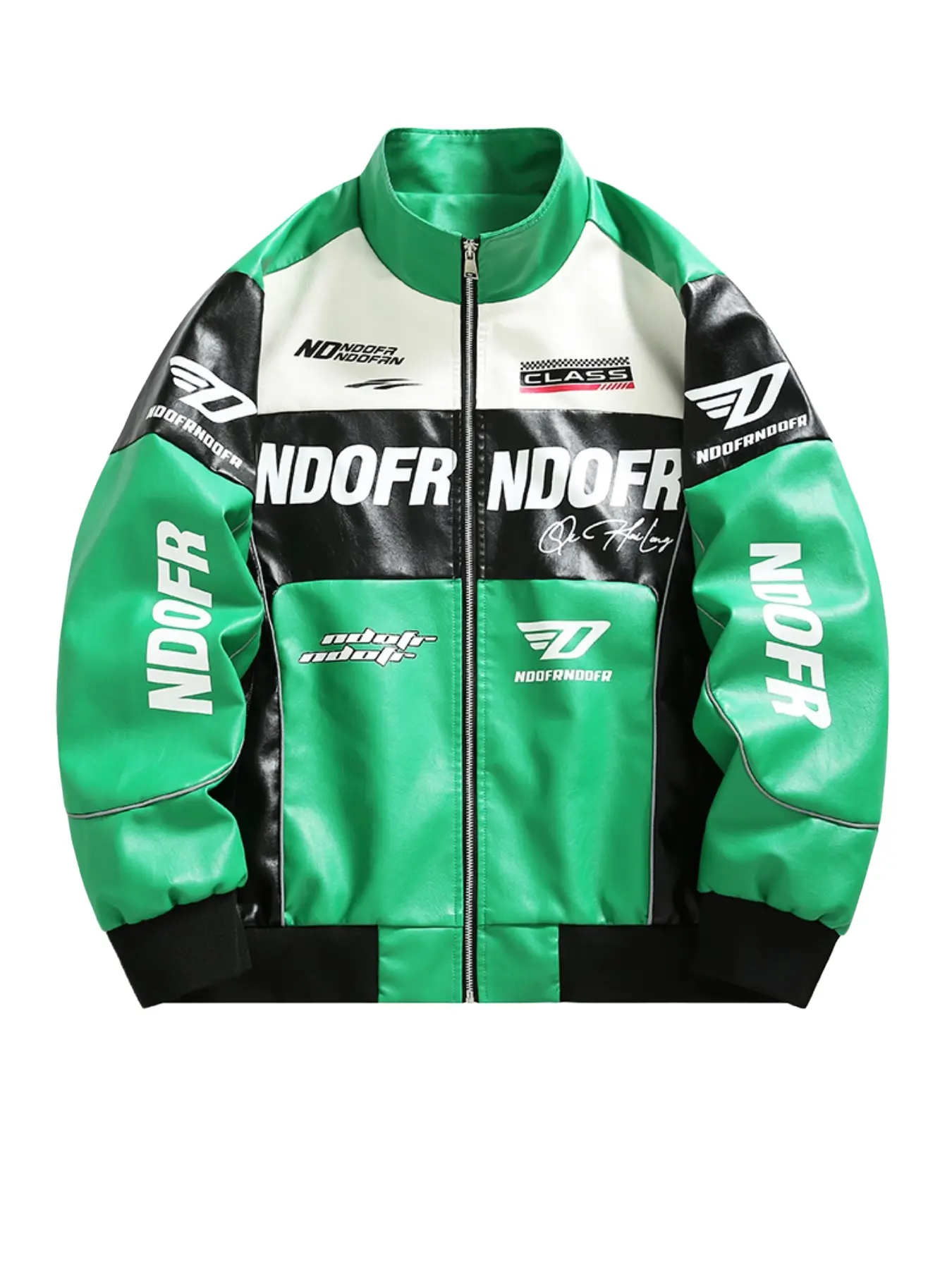 Men's Functional Racing Motorcycle Leather Jacket, Colorblock Stand Collar Windproof PU Coat, Durable Scratch-Resistant Riding Outerwear