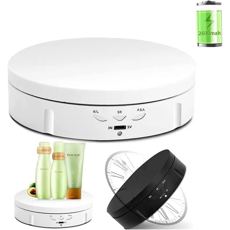 360  Electric Rotating Rotating Turntable Display Stand,/USB Power  for Photography Product Shows (White, 5.7 inches/Load 22 LB)