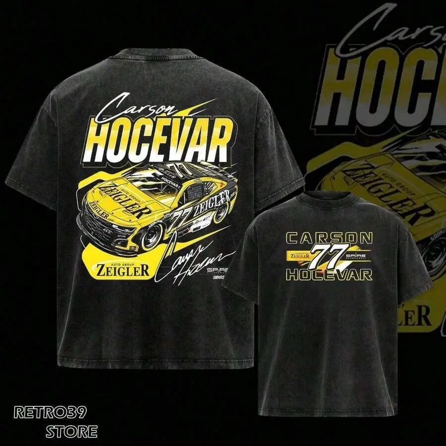 Mens Clothes;Summer Tops[Series] Carson Hocevar #   77 2025 ZEIGLER Car Racing Acid Cotton Graphic Tee Shirt Sport Racing Top Men Streetwear  Fan Merch  Cup Series Enthusiast Apparel  All-Star Race The Best Giftsummer Outfits UB3D