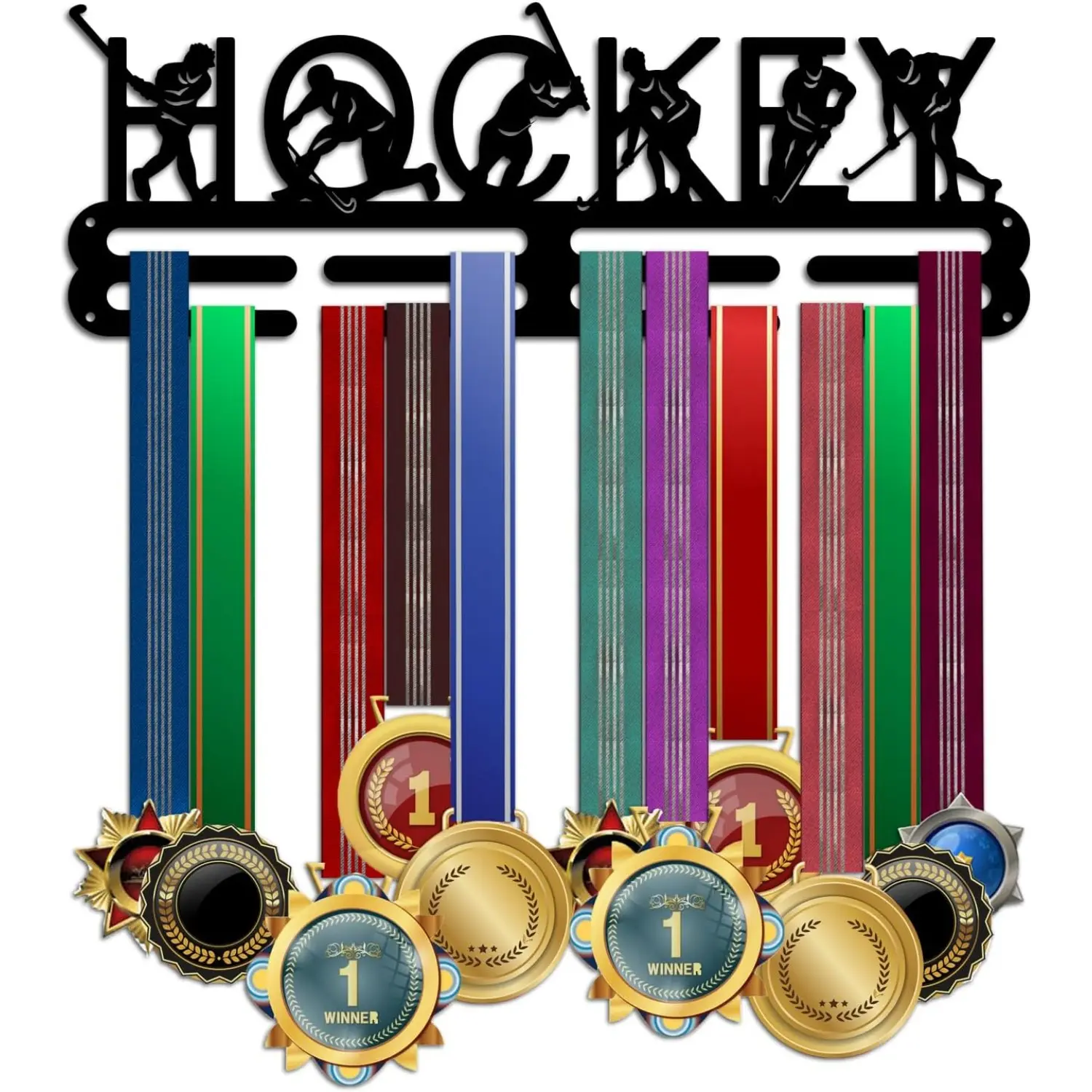 Medal Display Hanger Holder Hockey Medal Holder 15.7" Awards Ribbon Hanger Medal Display Wall Rack Sports Medal Hanger Display for Men Women Sports Athletes Awards Cheer