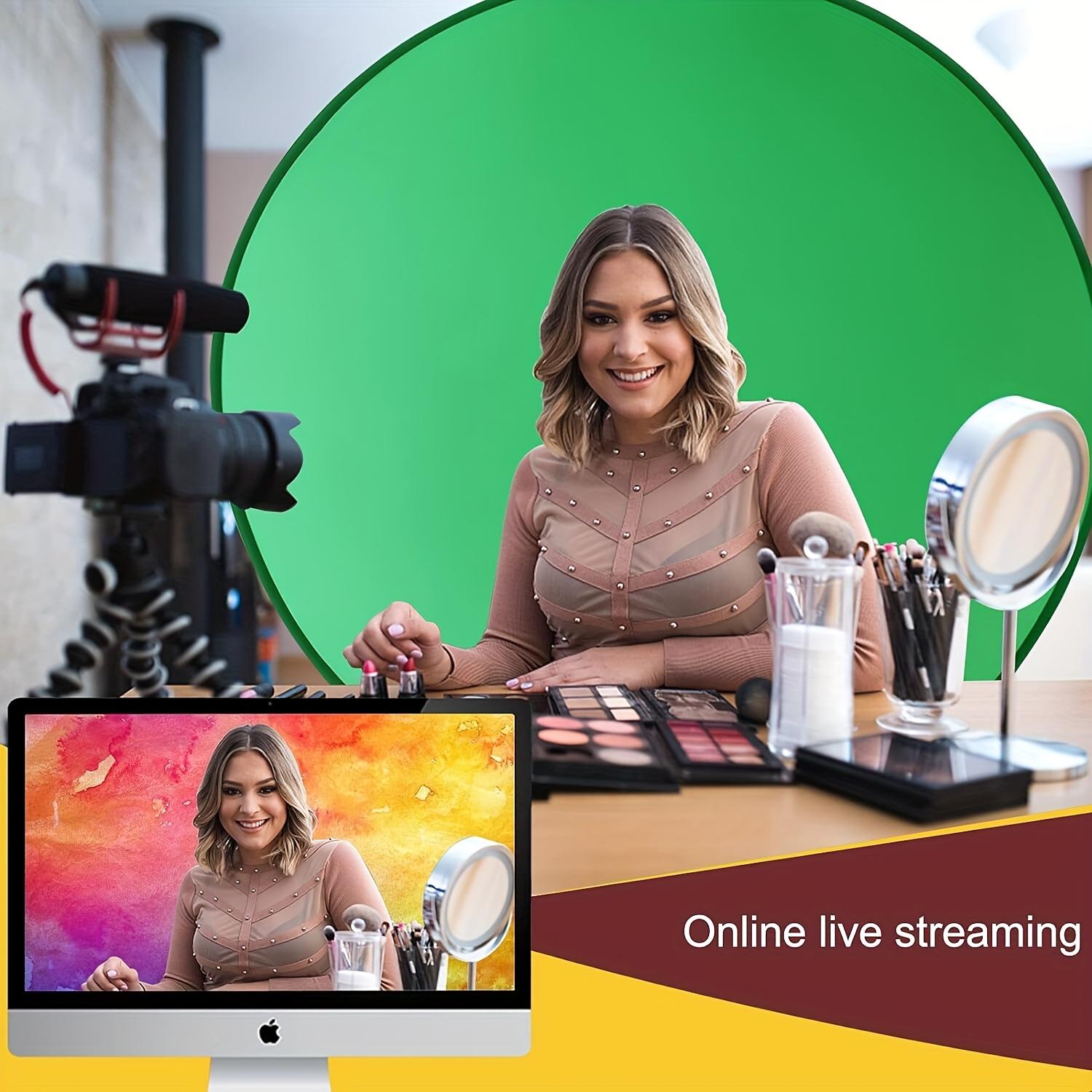 Live Streaming Props Background Frame Green Screen, Studio Circular Green Screen, Suitable for Live Streaming Photography, Photography, Esports Games, Live Streaming Speeches, Corporate Meetings, Home Office, Etc