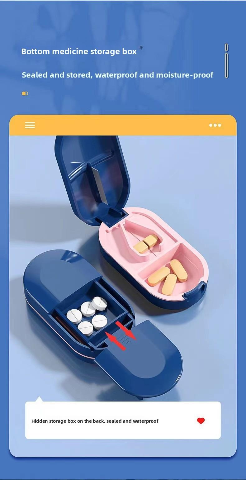 New Pill Cutter Universal Pill Box Cutting Tablet Tool Pill Splitter One-to-Two Portable Moisture-Proof