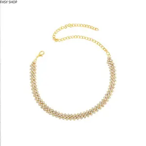 Sparkly Geometric Ankle Bracelet + Y2K Beach Style + Gold Silver Rhinestone Anklet for Women + Dainty Adjustable Foot Jewelry + Modern Everyday Elegance + Perfect for Vacation, Festival & Streetwear