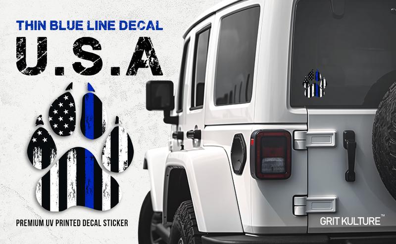 Thin Blue Line Dog Paw Decals 4 Inch X 3.6 Inch Window Decal Sticker Police Blue Line Sticker 2X3 US American Flag Stickers for Cars Car Stickers (Clean Dog Paw)