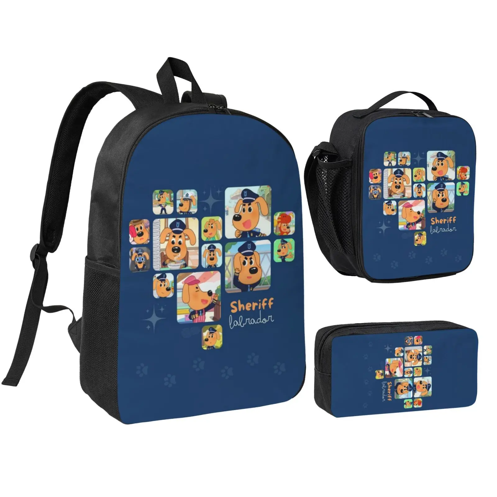 Unisex Dogman1 3Pcs Backpack for Teen Girls Boys, School Bookbag with Lunchbox Pecil box, Anime backpack with adjustable straps, office travel bag Bookbag