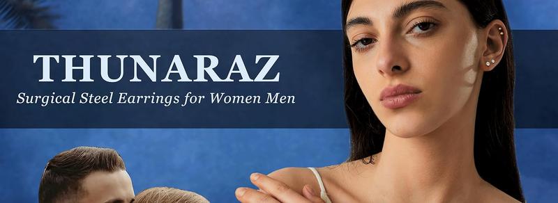 THUNARAZ 16 Pairs Tiny Ball CZ Studs Earrings for Women Men Surgical Steel Flat Back 2/3mm Cartilage Stud Earrings Hypoallergenic Tragus Helix Daith Piercing Cartilage Earrings for Daily Outings Adjustable Waist Chain for Christmas Gift