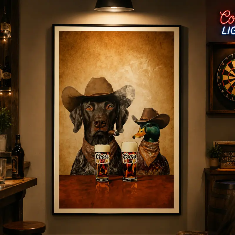 Dogs Neutral Aesthetic Vintage Art, Funky Western Wall Art Canvas Poster, Vintage Dog Wall Art, Rustic Western Decor, Cowboy Dog Print, Neutral Home Decor, Living Room Bedroom Wall Decor, Man Cave Decor, Dog Lover Gift, Unique Gift for Men Dad