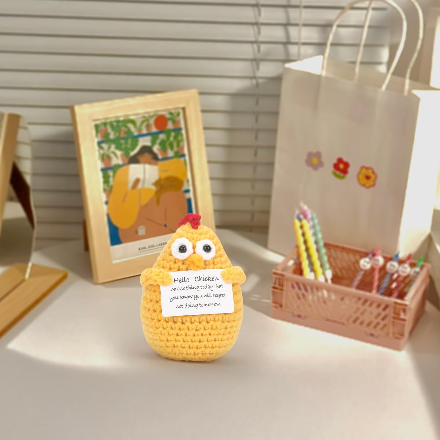 Looking for a funny and heartfelt gift? This Emotional Support Nuggets crochet chicken is exactly it! Handmade positive cheer up decor, cute tiny chicken plush ideal for birthday presents and emotional support. Small in size but huge on love andgood vibes