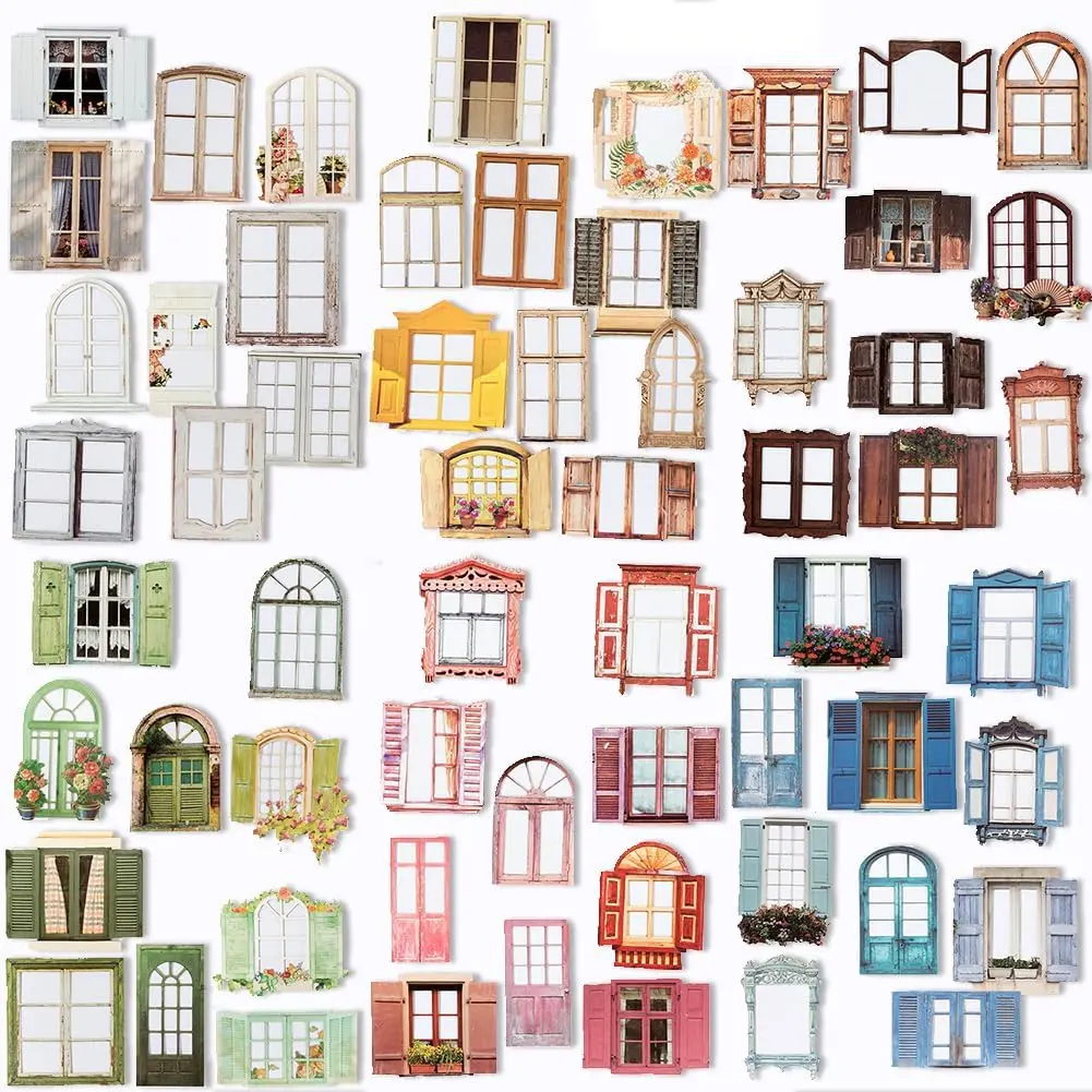 60 count Window Frame Scrapbook Stickers for Junk Journal Card Making Collage Photo Album  DIY Paper Craft Decoration, Hollow Cutout, 60 Patterns