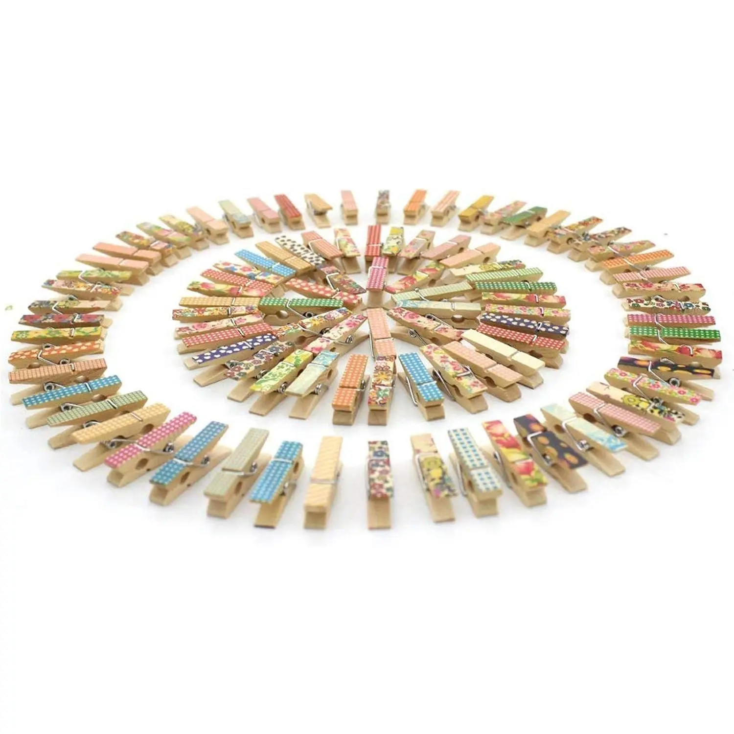 Mini Wooden Clothespins Photo Paper Peg Craft Clips, 100 Pack