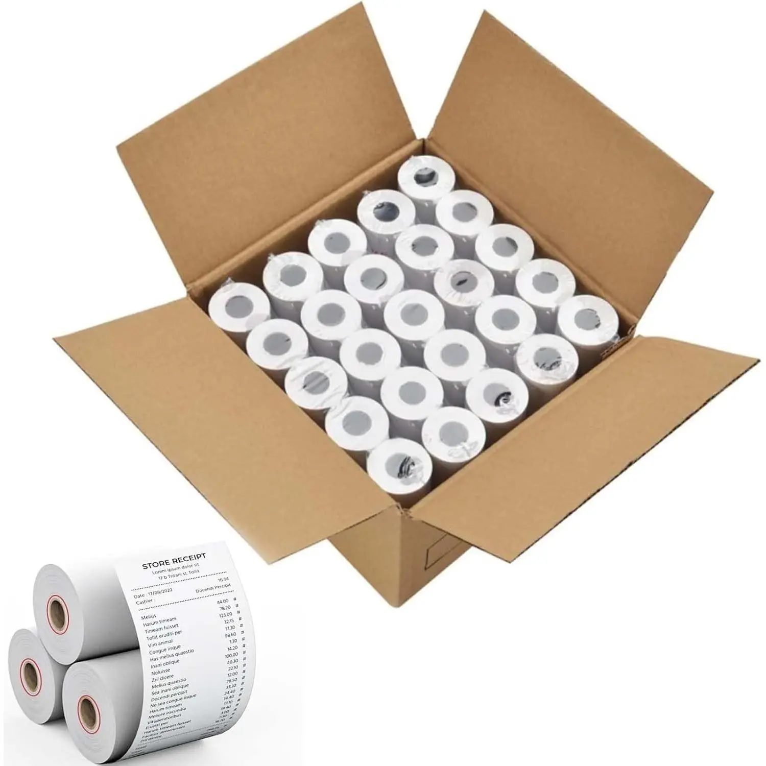 Thermal Receipt Paper Rolls, 2 1/4'' x 85' Thermal Paper, POS Cash Register Paper Roll (50 Rolls)