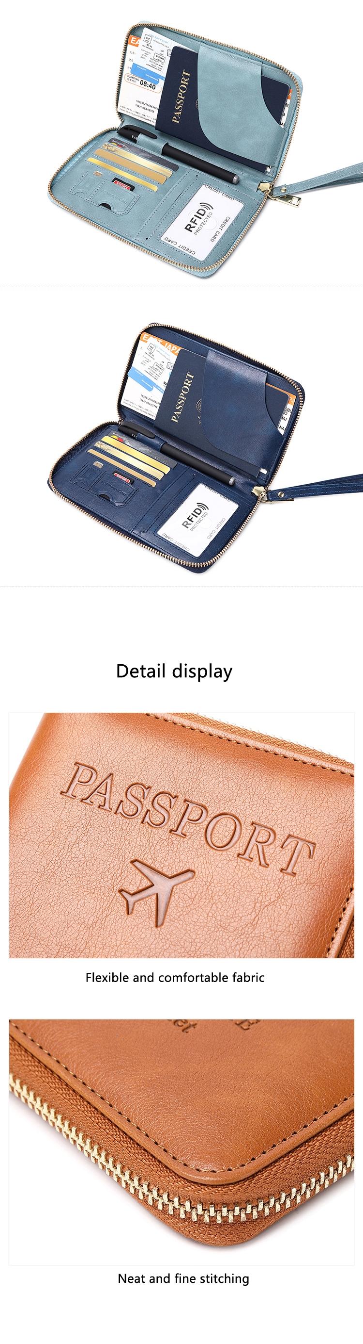 Travel Passport Wallet with Rfid Protection, Lightweight Anti-Theft Design, Zipper Closure, Card Holder, Travel Document Holder, Essential Travel Accessory
