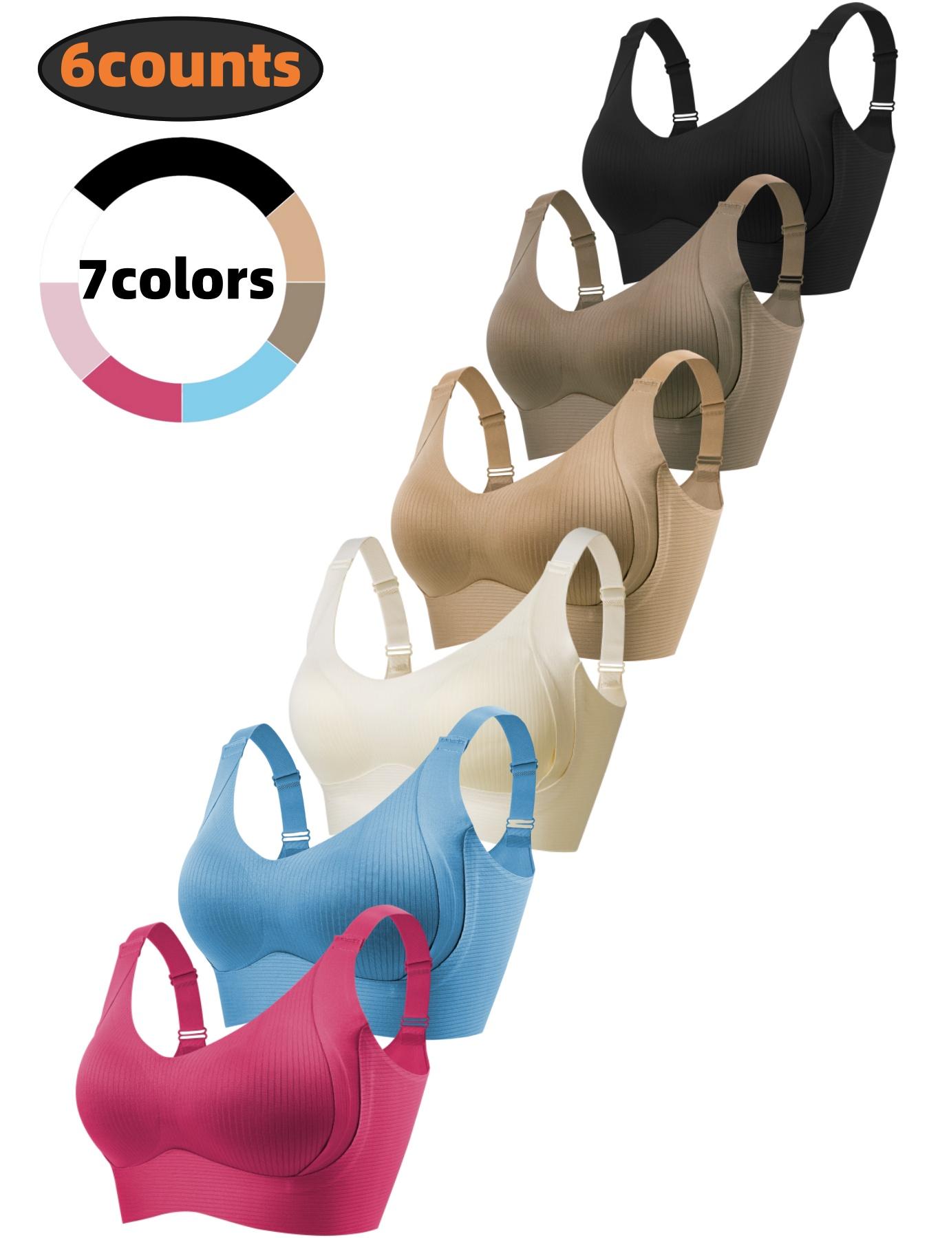 6-Pack Women's Wireless Bra Set, Adjustable Strap Comfortable Fit, Soft & Breathable Fabric, Perfect for Daily Wear, Ladies Underwear Essentials