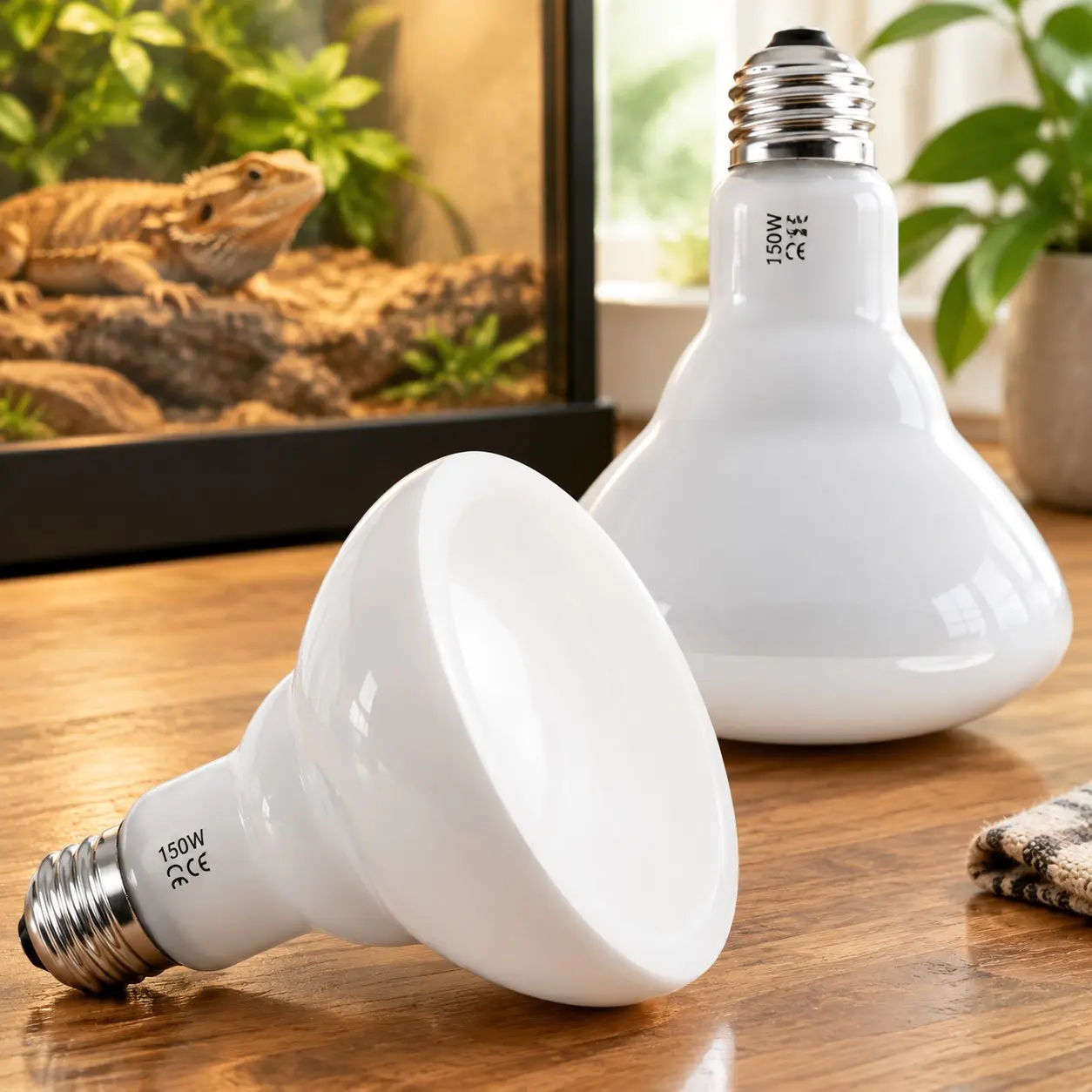 Heat Lamp Bulbs - 150W Reptile Heat Lamp 2 Pack, Daylight Basking Heat Lamp Bulbs for Reptile, UVA Heat Light Bulb for Reptiles, Amphibians, Bearded Dragons, Lizards, Turtles, ChickensGift