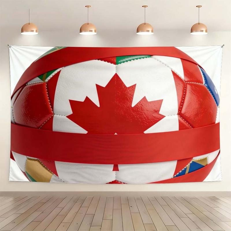 1 pc microfiber FIFA World Cup Canada Flag Soccer Ball Tapestry Wall Hanging Living Room Bedroom Holiday Decor Ornament Tapestry Background Cloth Hanging Cloth Wall Cloth Decorative Cloth