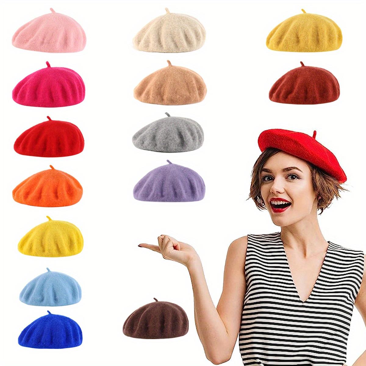 A 30g Beret in a Plain Design, Featuring a Y2K Candy Color Palette for a Sweet Look. This Versatile and Warm Beret Is Perfect for Women's Casual Fashion in Autumn and Winter
