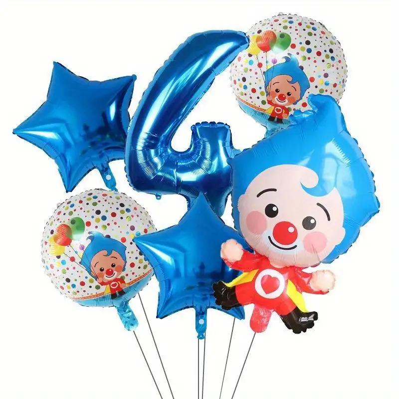 8PCS New Circus-themed Clown Aluminum Film Balloon Set Birthday Party Decoration