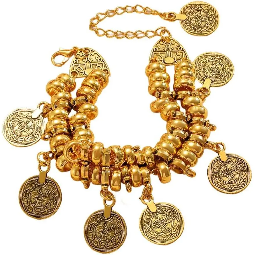 Boho 80s 90s  Bracelet Earrings Sets for Women Bohemia  Plate Chunky Bracelet Earrings Pirate Costume Accessories Fashion