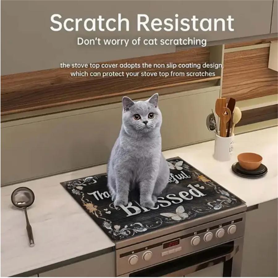 Thankful Themed Pattern Gas Stove Cooktop Panel Protector Cover, 1 Count Heat & Scratch Resistant Stove Top Protector, Multipurpose Cooktop Cover for Flat Top Oven, for Kitchen Stove Plate