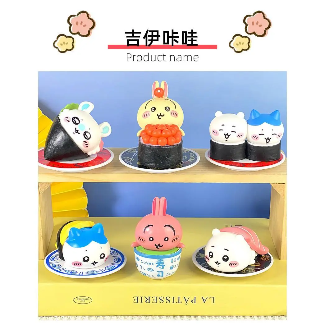 Cute Chiikawa Sushi Themed Blind Box Set Kawaii Cartoon Character Figure Random Box Collectible Toy Desk Decor For Anime Fans