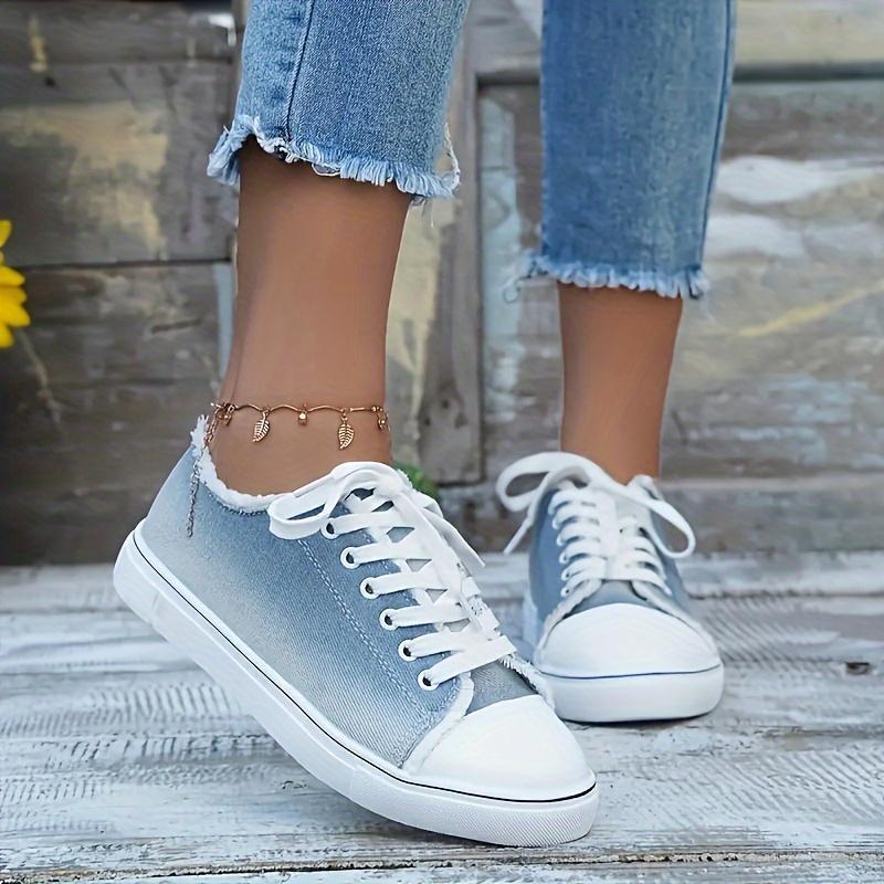 Women's Casual Sneakers - Low-Top, Breathable, Lightweight, Four-Season, Laces, Rubber Outsole, Fabric Upper And Insole - Plus Size - For Women - Suitable For Everyday Wear - Perfect For Casual Outings & Travel