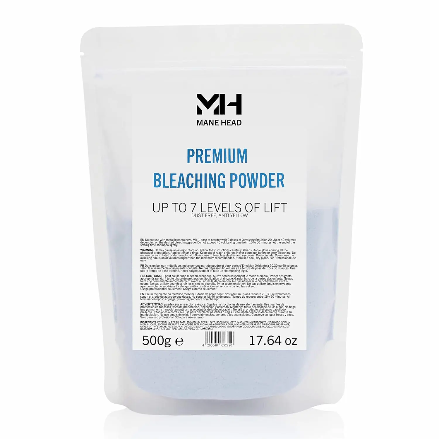 Premium Dust-Free Bleach Powder for Hair – Anti-Yellow Formula, Up to 7 Levels of Lift, Professional Hair Lightener & Bleach Powder – 17.64 oz / 500g